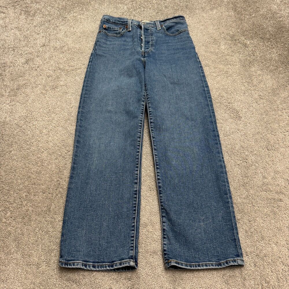 Levi's Ribcage Straight Ankle Denim Jeans Womens 28x27 Blue High Rise Button Fly
